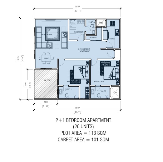 2+1 BHK