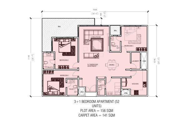 3+1 BHK
